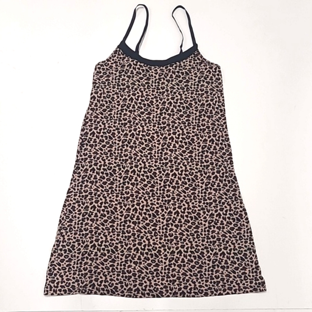 Kathy Ireland Mini Slip Dress Nighty 1 Piece Negligee Sexy Leopard Print Tank